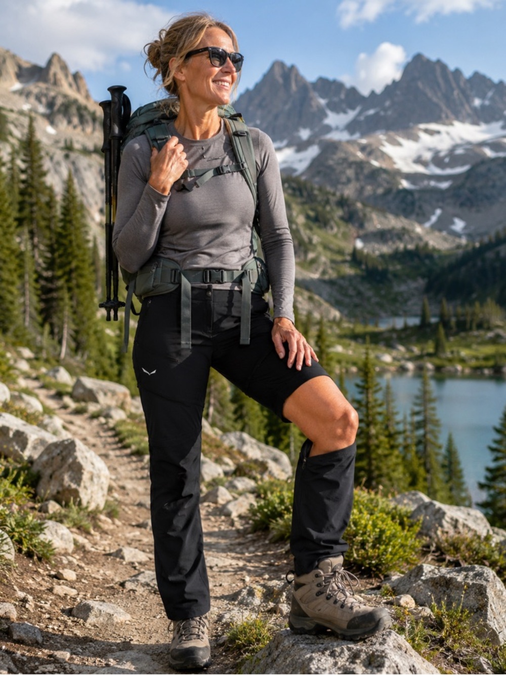 Salewa Women's Black Straight-Leg Zip-Off Hiking Pants